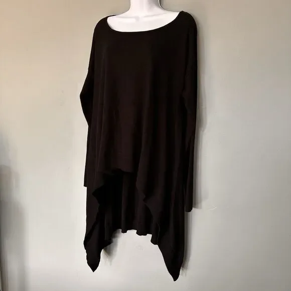 Cyrus Ribbed Sweater Long Sleeve Asymmetric Knit Top Lagenlook Indie Tunic XL - Picture 2 of 6